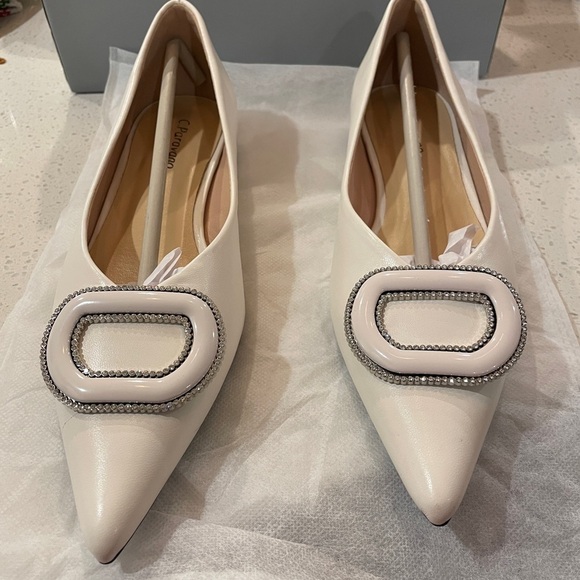 C.Paravano White Women's Shoes with Embellished Buckle - Picture 1 of 10